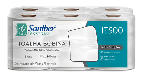 Papel Toalha Bobina Inovatta FS 6x200 ITS00 - Santher