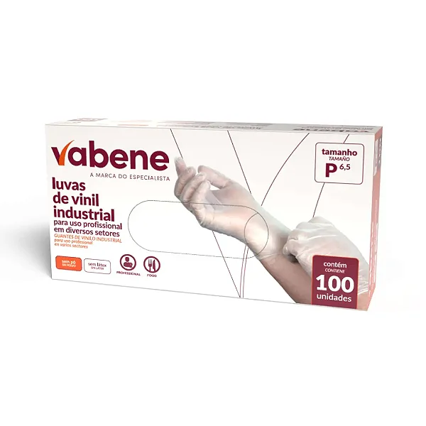 Luva Vinil Industrial Sem Amido G 100unid Vabene