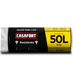 Saco Lixo 50L Preto 20x1 - Casaforte