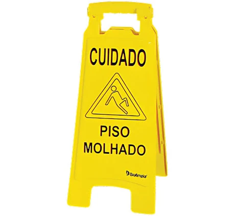 Placa Sinalização PIso Molhado - Bralimpia