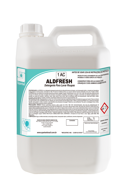 Detergente Ácido Para Lavar Roupas Aldfresh 5L - Spartan