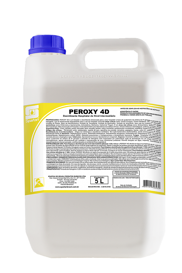 Desinfetante Hospitalar Peroxy 4D 5L - Spartan
