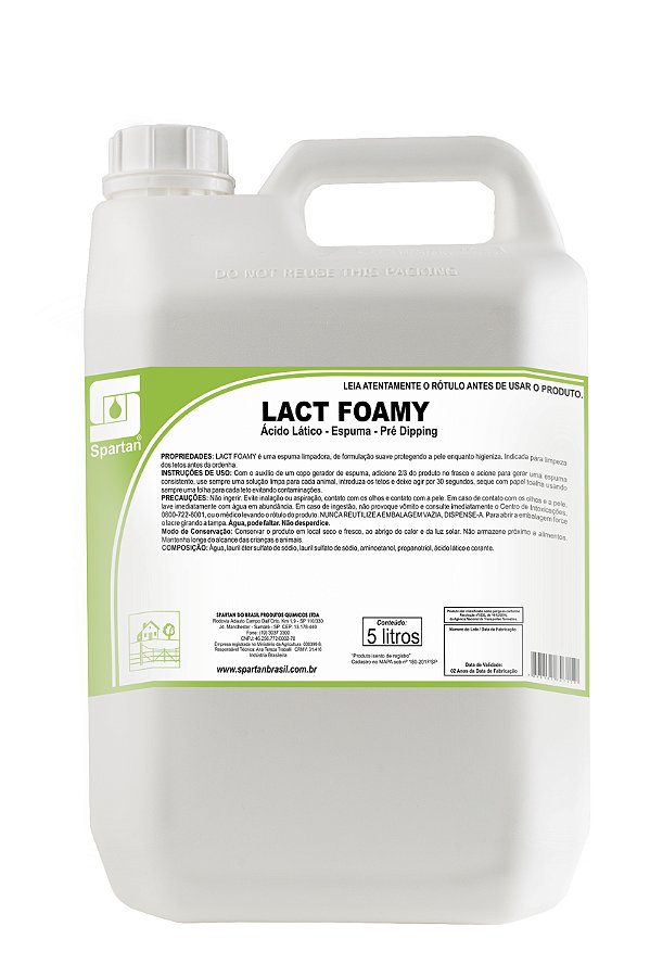 Ácido Lático Espuma Pré Dipping Lact Foamy 5L - Spartan