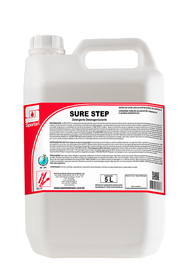 Detergente Desengordurante Enzimático Sure Step 5L - Spartan