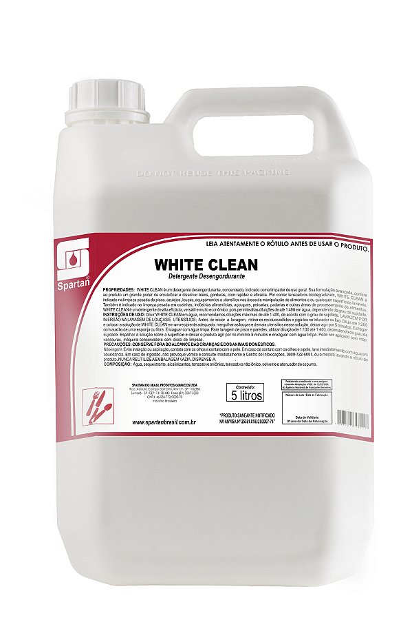 Detergente Desengordurante White Clean 5L - Spartan