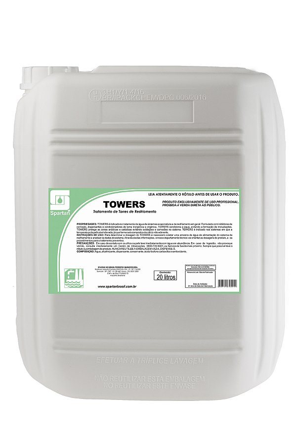 Tratamento Água P/ Sistemas Resfriamento Towers 20L - Spartan