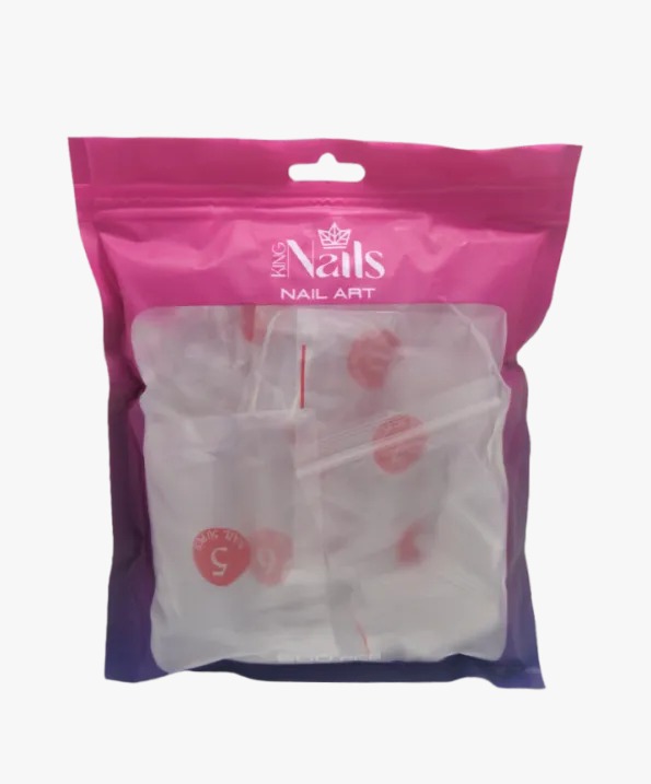 Postiça Quadrada Longa Transparente 500 unidades (KN10258A) - King Nails