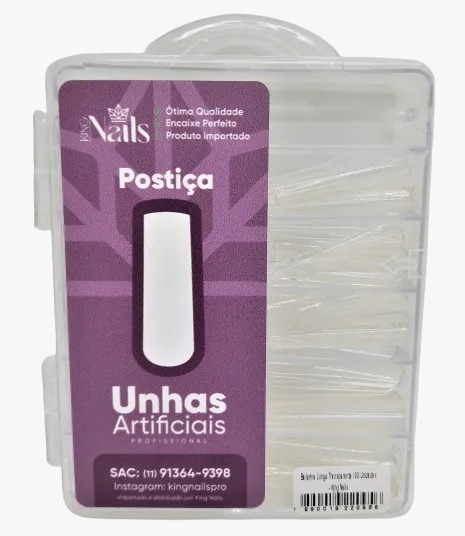 Postiça Bailarina longa Transparente - 100 unidades - King Nails