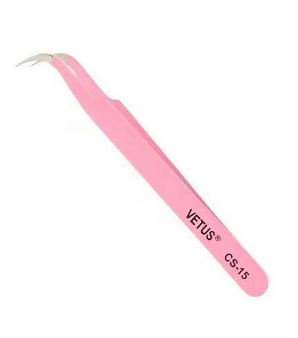 PINÇA CURVA PARA CÍLIOS CS-15 - ROSA - VETUS