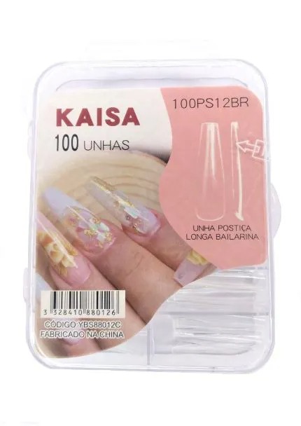 UNHA POSTIÇA LONGA BAILARINA TRANSPARENTE - CÓD.YBS88012C - 100 UNIDADES (KAISA)