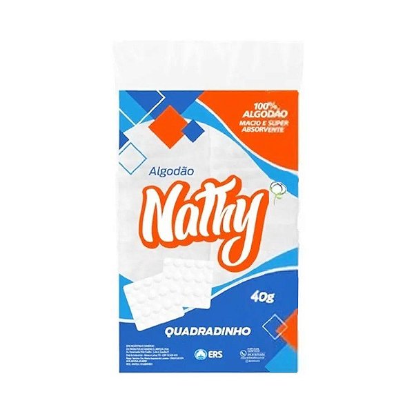 Algodão Quadradinho Hidrófilo 40g - Nathy