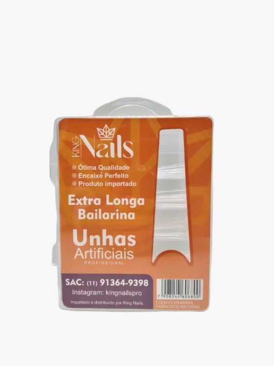 Tips Extra Longa Bailarina Transparente 100 unidades (Kn30060A) - King Nails