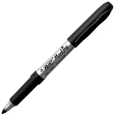 Pincel Marcador Permanente BIC Marking Intensity Preto, Com Grip Emborrachado, Ponta Média de 1.1mm