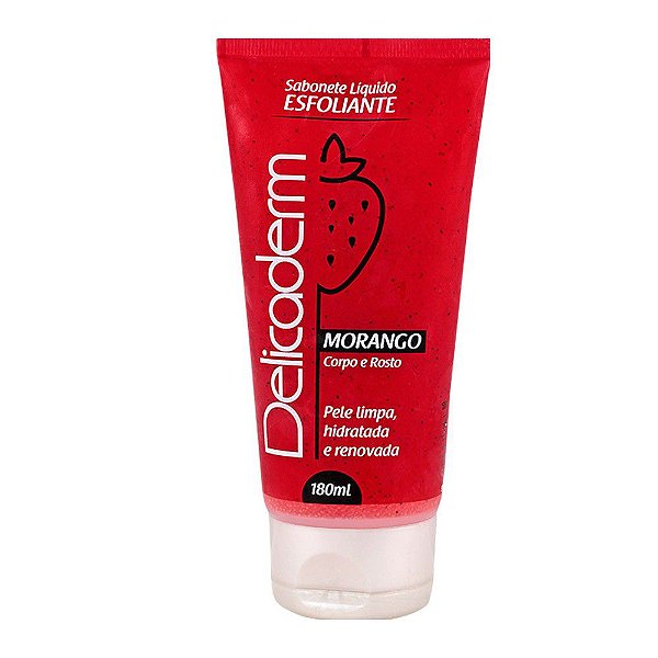 Sabonete Liquido Delicaderm Esfoliante morango 180ml