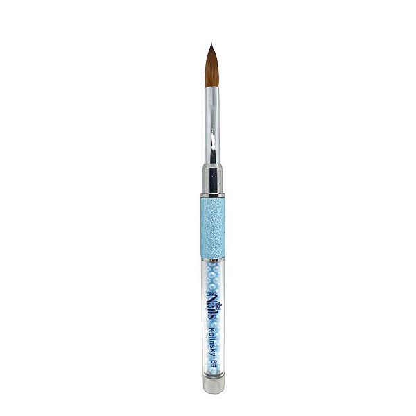 Pincel Kolinsky de Cerdas Naturais Azul Bolinhas N.8# - King Nails