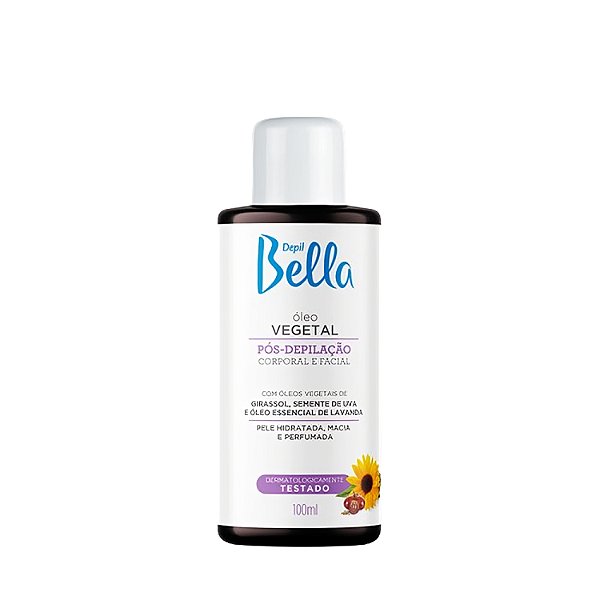 ÓLEO VEGETAL PÓS DEPILAÇÃO GIRASSOL, SEMENTE DE UVA E LAVANDA 100ML - DEPIL BELLA