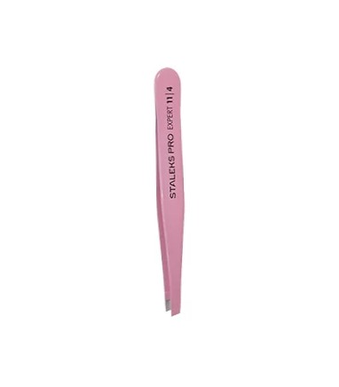 Pinça de Sobrancelha Staleks Pro - TE-11-4- Rosa - Série Expert - Chanfrada