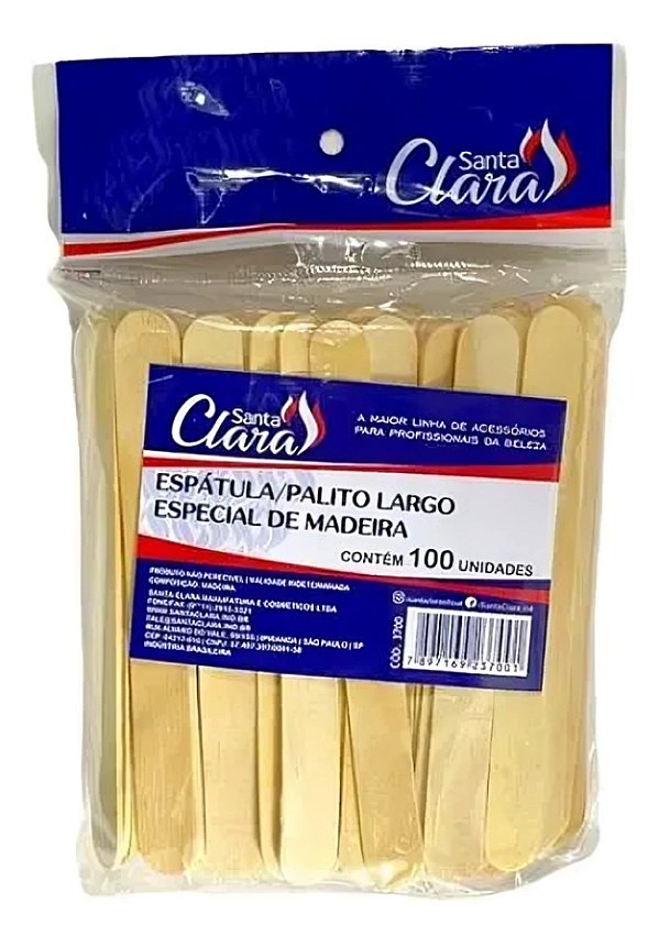 Espátula Largo Especial de Madeira Santa Clara 100 Unidades