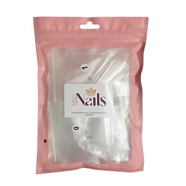 Tips Gel Bailarina Longa Curvatura C Transparente 504 unidades - King Nails
