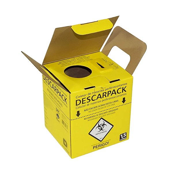 Descarpack - Caixa Coletora Perfurocortantes Papelão 1,5 Lts
