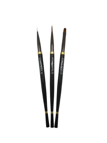 Kit de 3 Pinceis Black Premium - King Nails