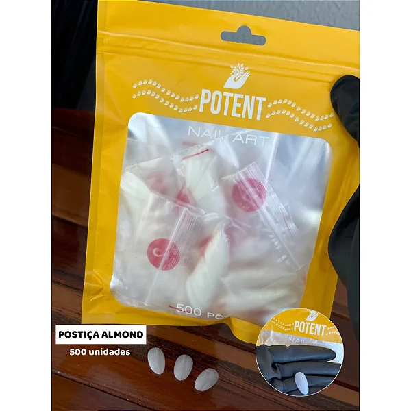 Postiça Almond Natural 500UN Potent Nails