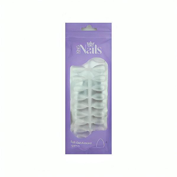 Unha Soft Gel Almond Transparente 120 Unidades - King Nails