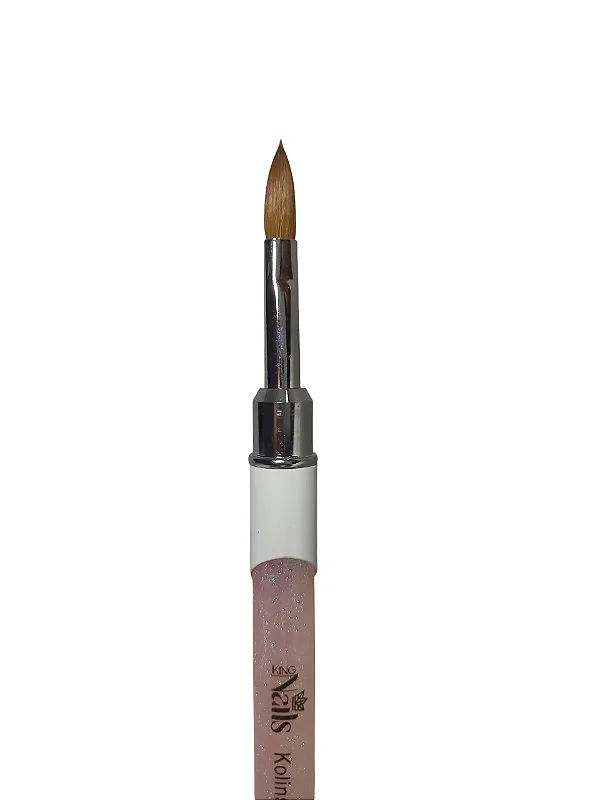 Pincel Kolinsky de Cerdas Naturais Branco c/ Cristais N.8 - King Nails