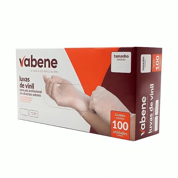 Luvas Vinil Sem Pó C/100 Unidades - Vabene