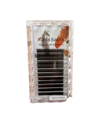 Cílios Maria Sasha 5DW 0.07 Curvatura M - Mix Marrom