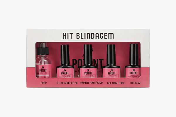 Kit blindagem de unhas rosa - Potent