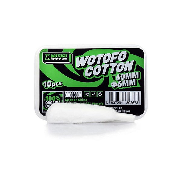 Algodão - XFiber Cotton Organic - 6mm - 10pçs - Wotofo