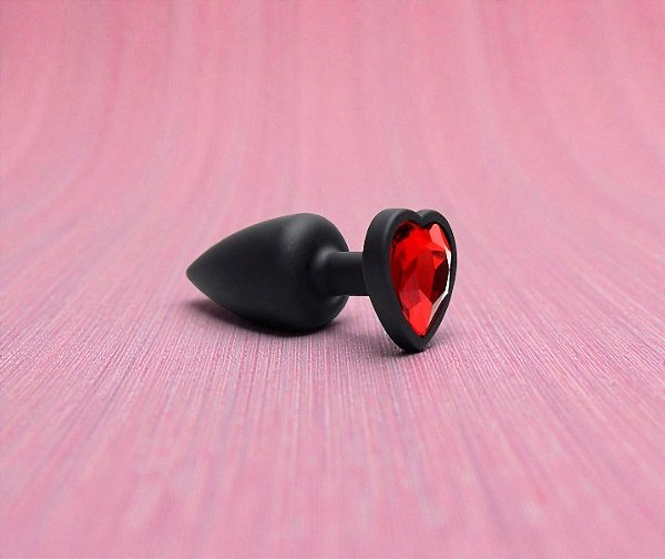 Plug Anal P ABS Preto de Coração Vermelho