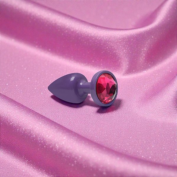 Plug Anal P ABS Roxo com Joia Rosa
