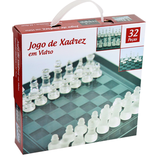 Jogo de Xadrez Vidro 25x25cm 32 Peças