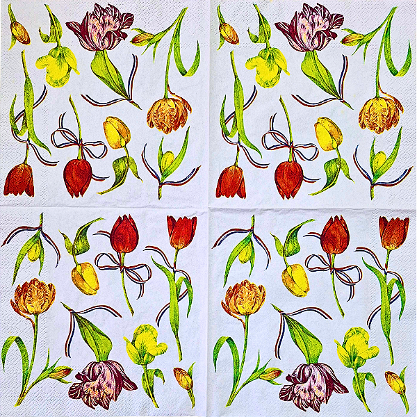 Guardanapo para Decoupage Vintage 33x33 Tulipas Holandesas