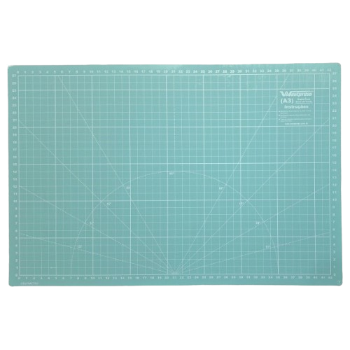 Placa Base Quadriculada para Corte A3 Azul Turquesa Westpress