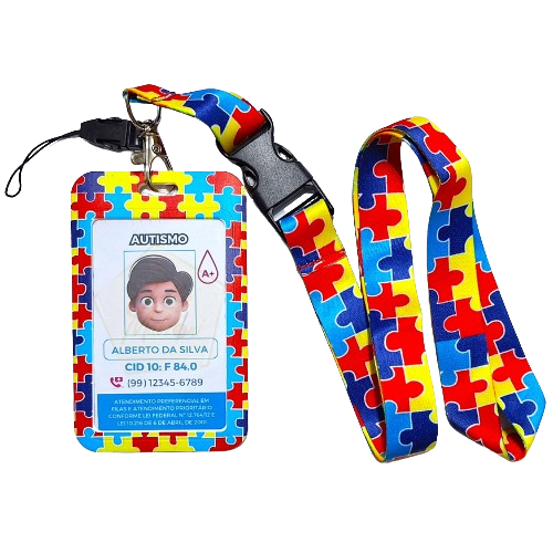 Crachá Quebra Cabeça para Autismo 5cm x 8cm Personalizado