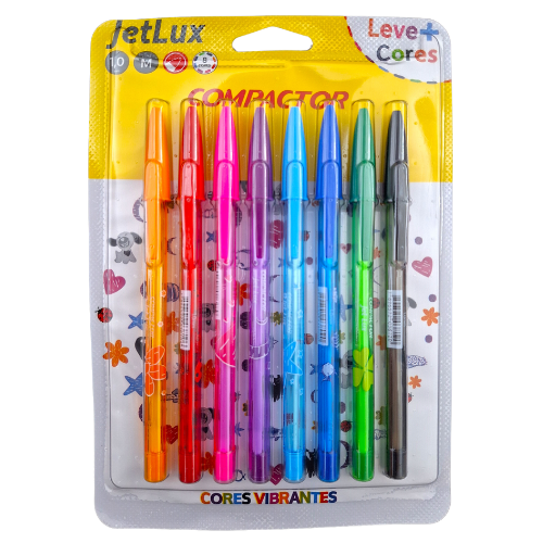 Caneta Esferográfica JetLux 8 Cores Vibrantes Compactor
