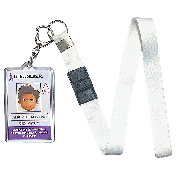 Crachá Personalizado Fibromialgia 5cm x 8cm Frente e Verso