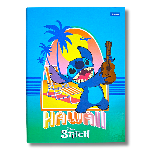 Caderno Brochurão 1 Matéria 80 Folhas Hawaii Stitch Disney