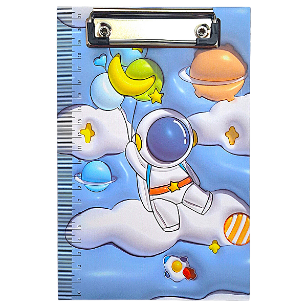 Prancheta A5 com Régua 21cm Kawaii Astronauta