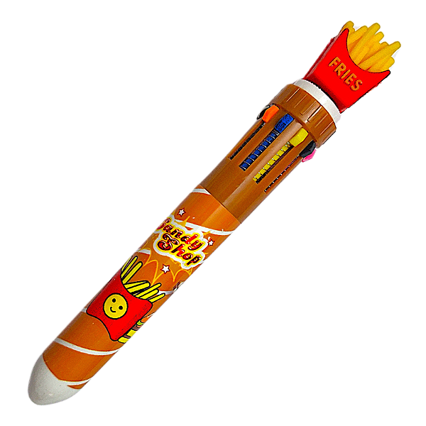 Caneta Esferográfica 10 Cores Tema Batata Frita