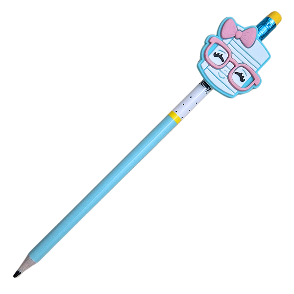 Lápis Preto HB com Ponteira de Borracha Tema Caderno Kawaii