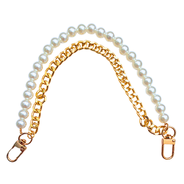 Alça para Bolsa com Corrente Dourada e Pérola Acrílica 30cm