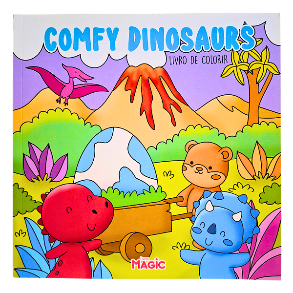 Livro de Colorir com 24 Desenhos Comfy Dinosaurs