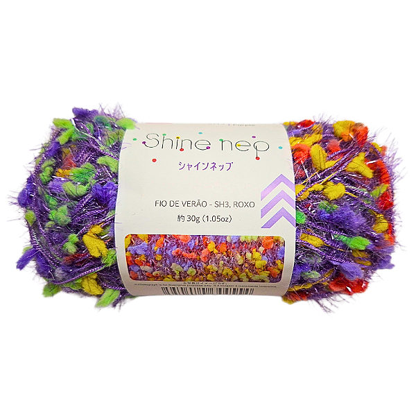 Novelo de Linha Verão para Tricô 30g Shine Nep Roxo Daiso