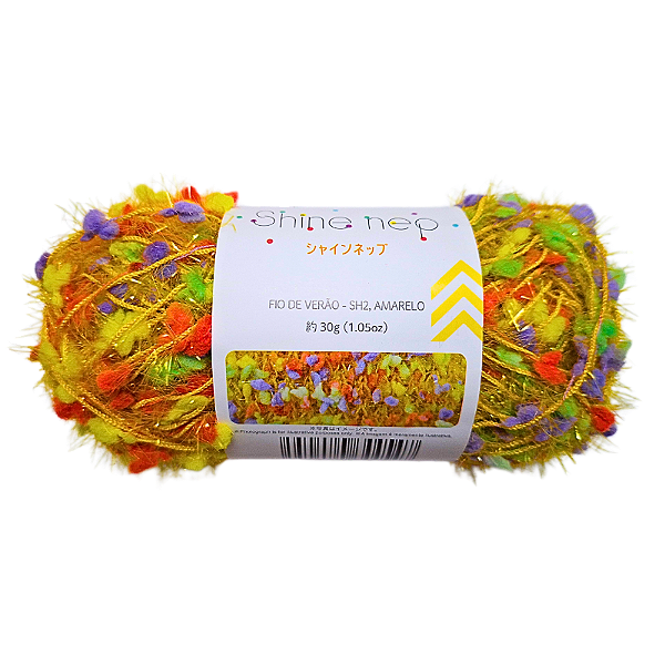 Novelo de Linha Verão para Tricô 30g Shine Nep Amarelo Daiso