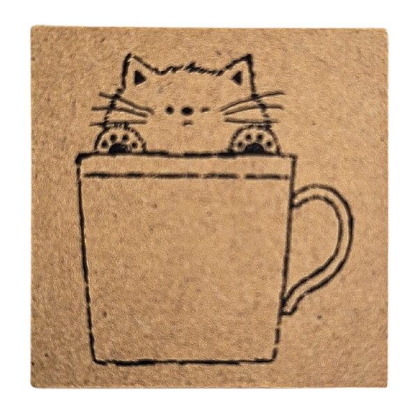 Carimbo para Scrapbook 3cm x 3cm Gatinho Kawaii na Caneca