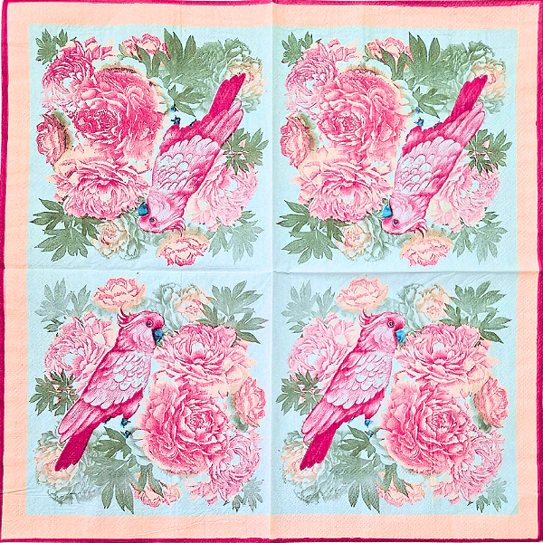 Guardanapo para Decoupage 33x33 Papagaio e Flores